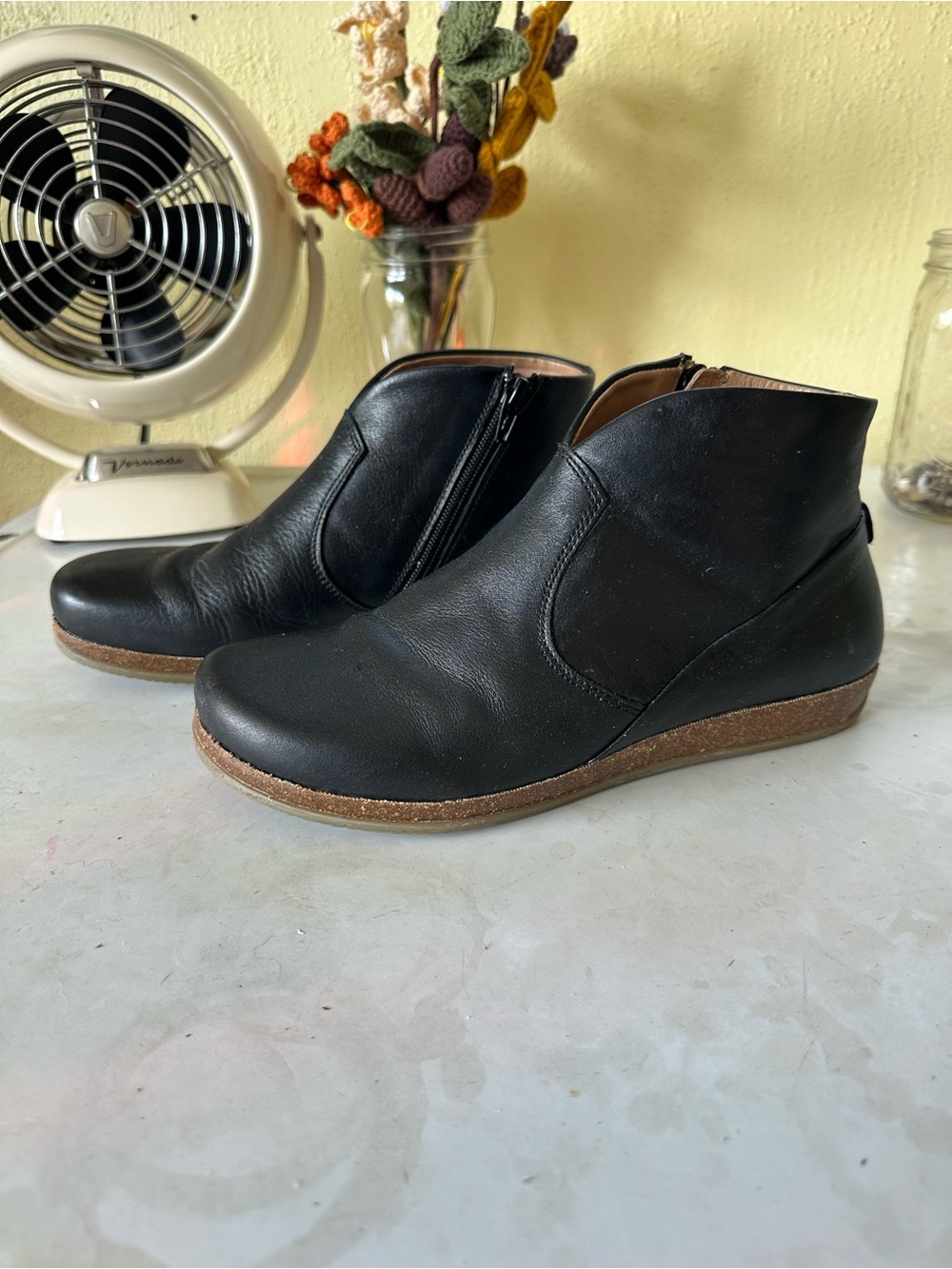 Women’s Black Leather Amalia Ankle Boot with Side Zip